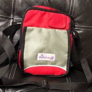Vacation Crossbody Utility Travel Bag RED Organizer with Pockets compartments